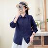 Simple Japanese casual style double-layer cotton yarn pure cotton long-sleeved shirt women's new loose and thin versatile commuter top