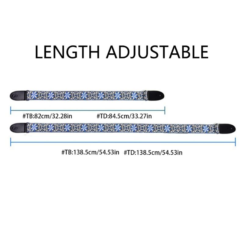 Weaving PU Leather Ends Guitar Strap, Soft Adjustable Comfortable Cotton Acoustic Guitar Strap for Electric Guitar Bass