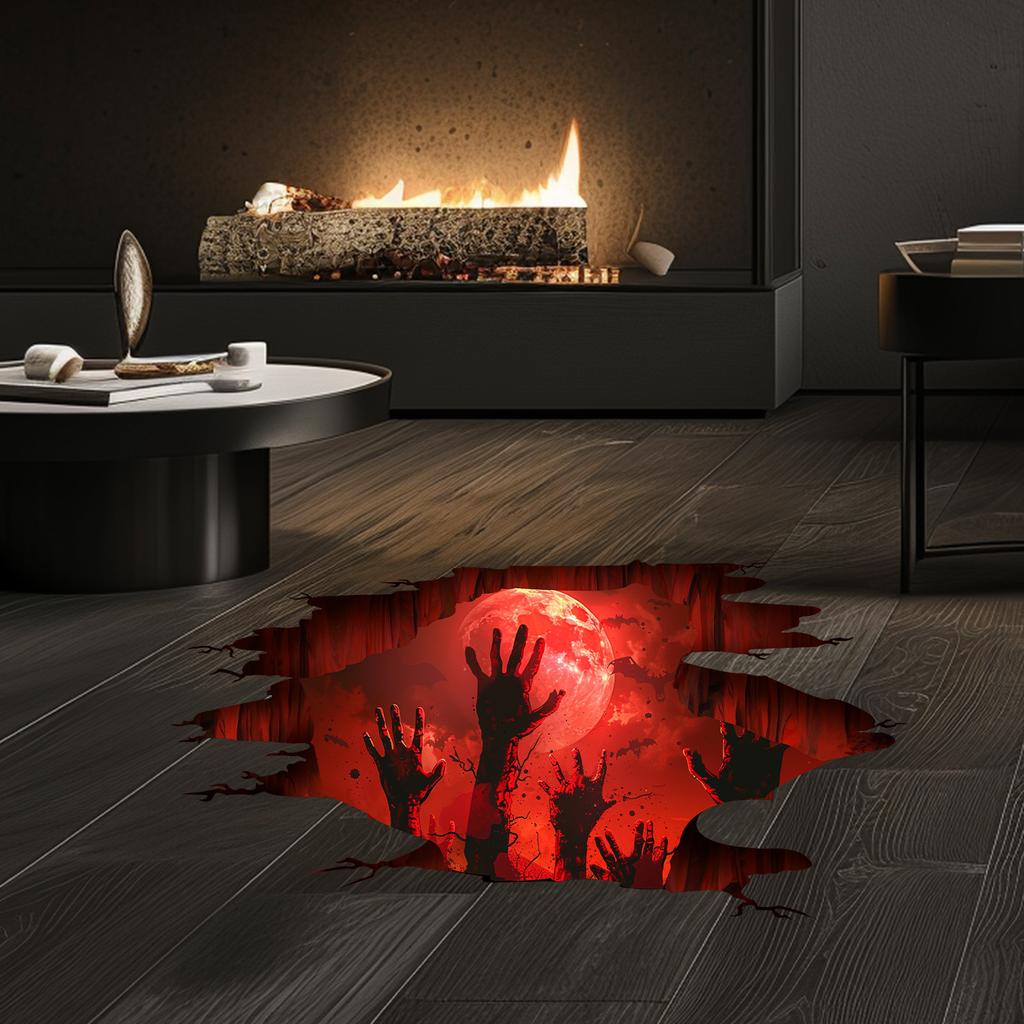 Vivid 3D Halloween Floor Wall Decals Scary Ghost Halloween Wall Stickers, Removable Peel And Stick Halloween Decor For Bedroom