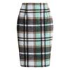 Women's High Waist Plaid Skirt Skinny Pencil Wool  Skirt