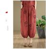 2026 Ethnic Style Tencel Linen Embroidery Women's Plus Size Summer Suit: Loose Slimming T-shirt + Pants Set
