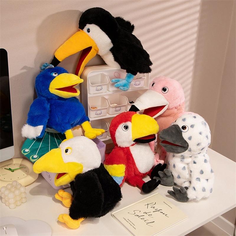 35Cm New 6 Style Toucan Hand Puppet Plush Toys Toucan Parrot Bald Eagle Peacock Owl Flamingo Children'S Game Plush Dolls Gifts