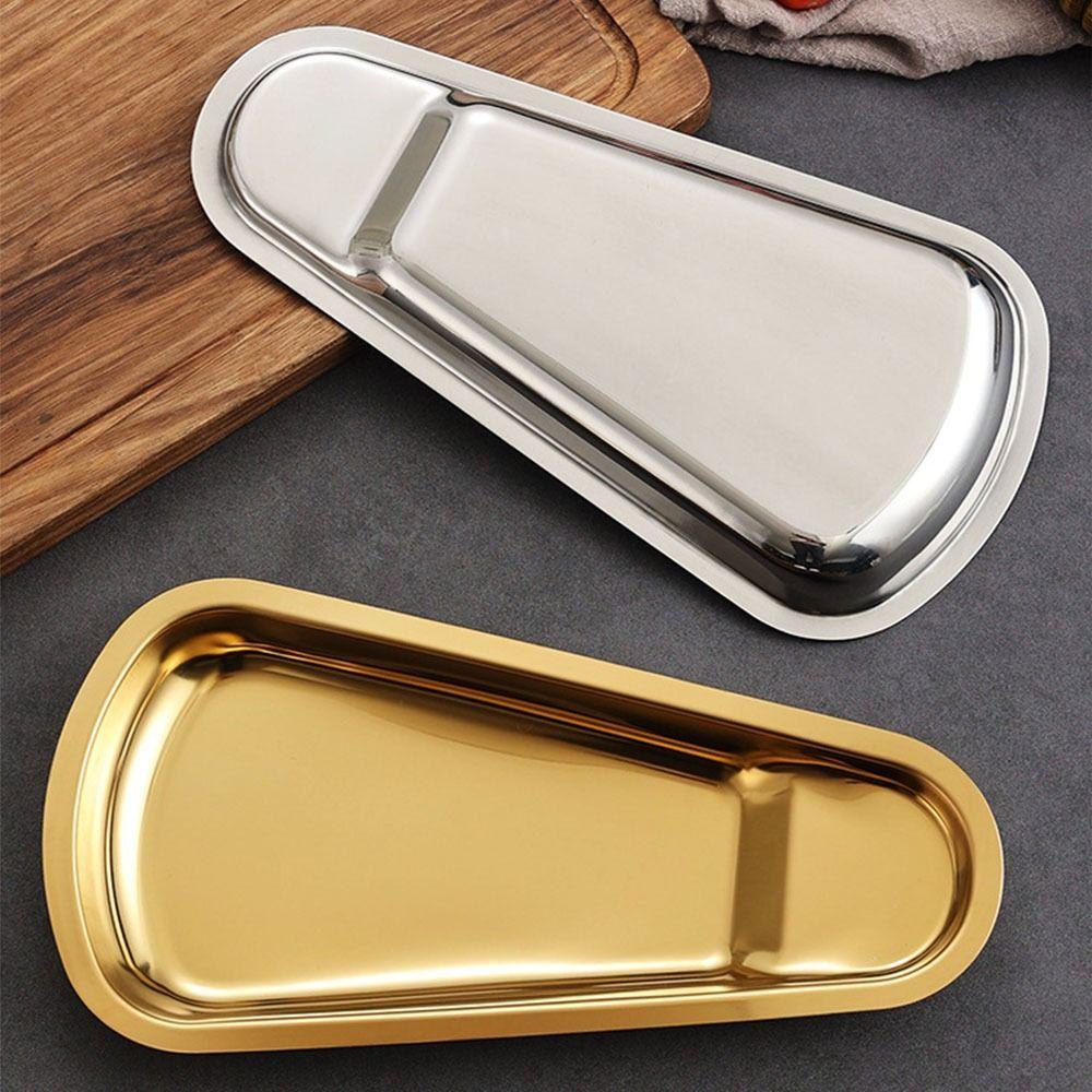 Irregular Outline Condiment Serving Tray Mirror Polished Metal Storage Tray  Kitchen Use