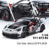 1:24 Scale 911 GT3 RS Miniature Sports Car Model Toys Alloy Diecast Doors Opened Pull Back Shock Absorption Simulation Supercars