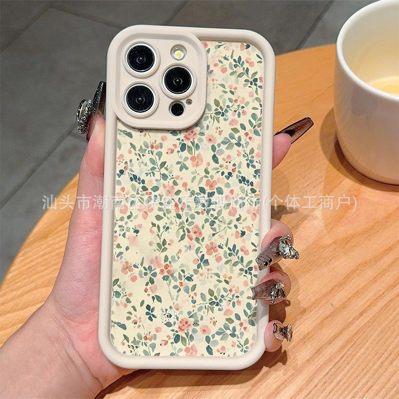 Vintage Brown iPhone Apple 11/12/13/14/15Pro Flower Phone Case 16/17ProMax Anti-drop