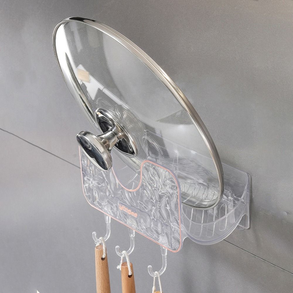 Self Adhesive Pot Lid Storage Rack Plastic Pan Lid Organizer Wall Mounted Pot Lid Holder  Spatulas