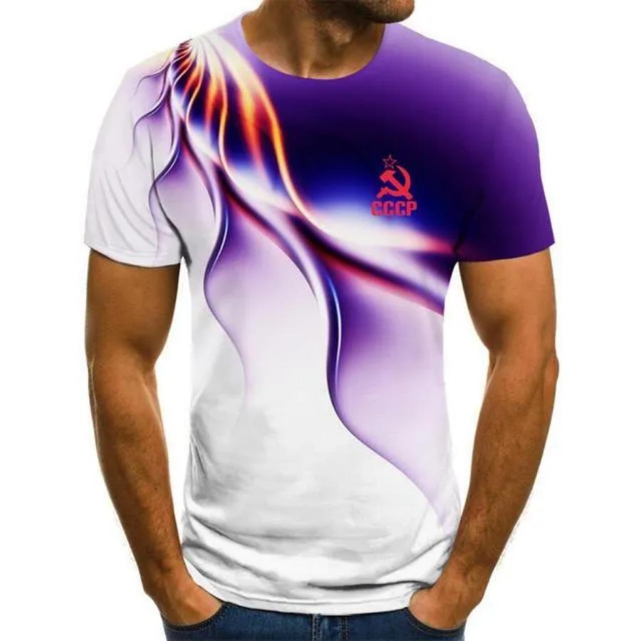 T Shirt for Mens Russian CCCP Letter Print Short Sleeve Top Leisure 3D Casual Fashion Street Polyester Man's T-shirt Tee Shirt Men Vintage Clothing