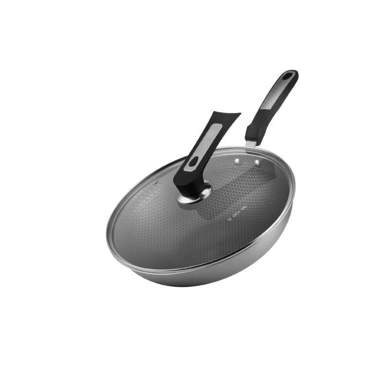 Zhishi 304 Stainless Steel Wok with Side Handle, 32cm
