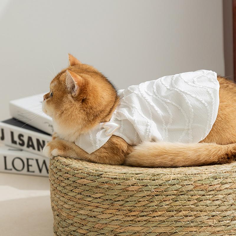 Niedliche Katzenkleidung Frühling und Sommer dünn atmungsaktiv Träger Knospenkleid Kätzchen Hund Haustier Katze Kleidung