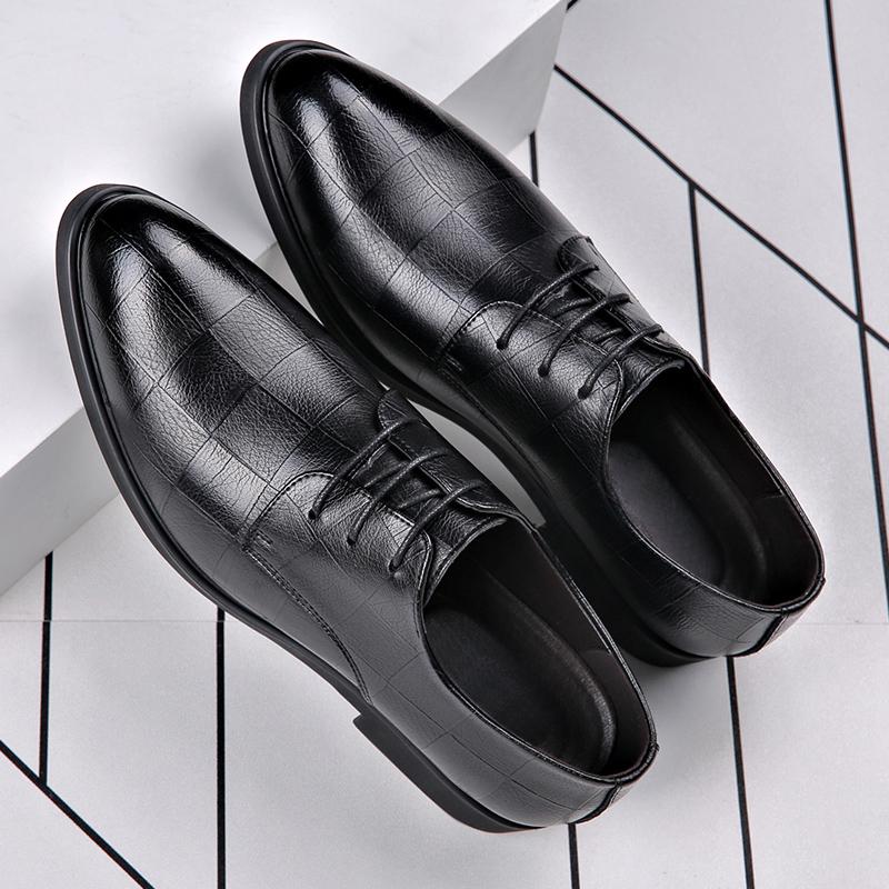 Hollow Out Breathable Flat/6cm Heel Spring Summer Men's Leather Dress Shoes Fashion Casual Height Increase Elevator Shoes Man