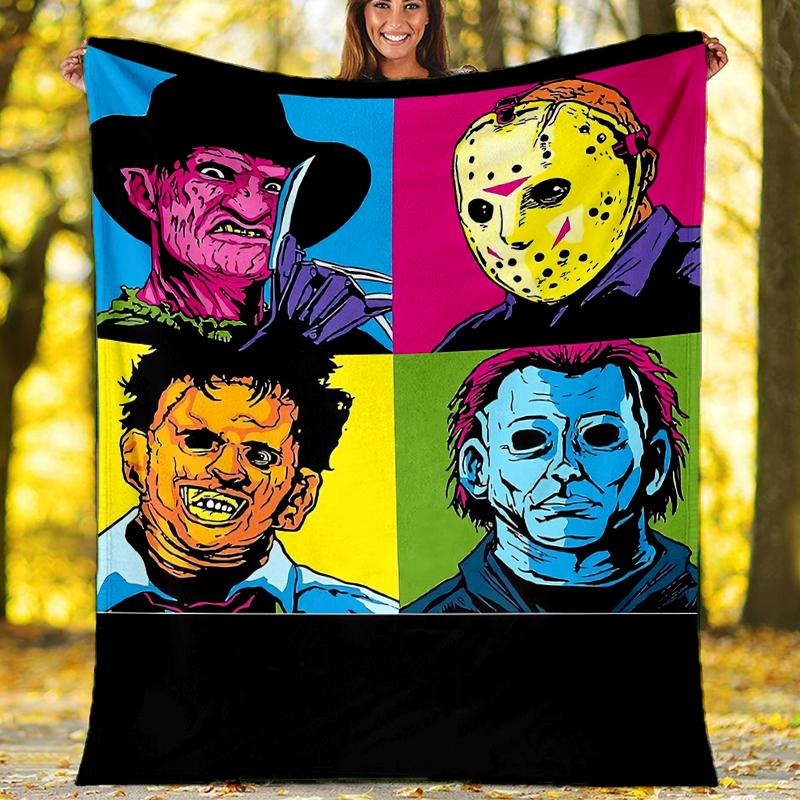 Halloween horror Theme Printed Blanket - Perfect for Couch, Bed, Travel & Outdoor Use | Machine Washable, Cozy & Durable.