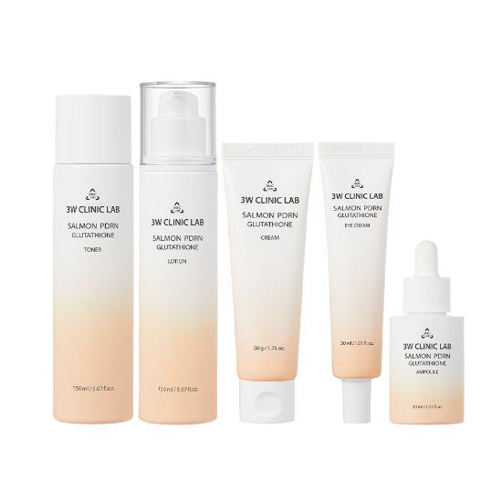 3W Clinic Lab Salmon PDRN Glutathione Total Care 5 Set Brightening & Anti-Aging Skincare Kit