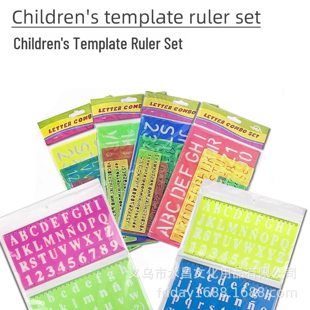 

Children s Creative Transparent Hollow Ruler & Letter Painting Board 2-piece letter ruler set
