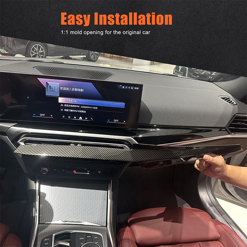 For BMW 3 Series/i3/4 Series/i4 23-24 Central Control Trim Strips, Instrument Panel Trim Strips, ABS Carbon Fiber Pattern 1pcs