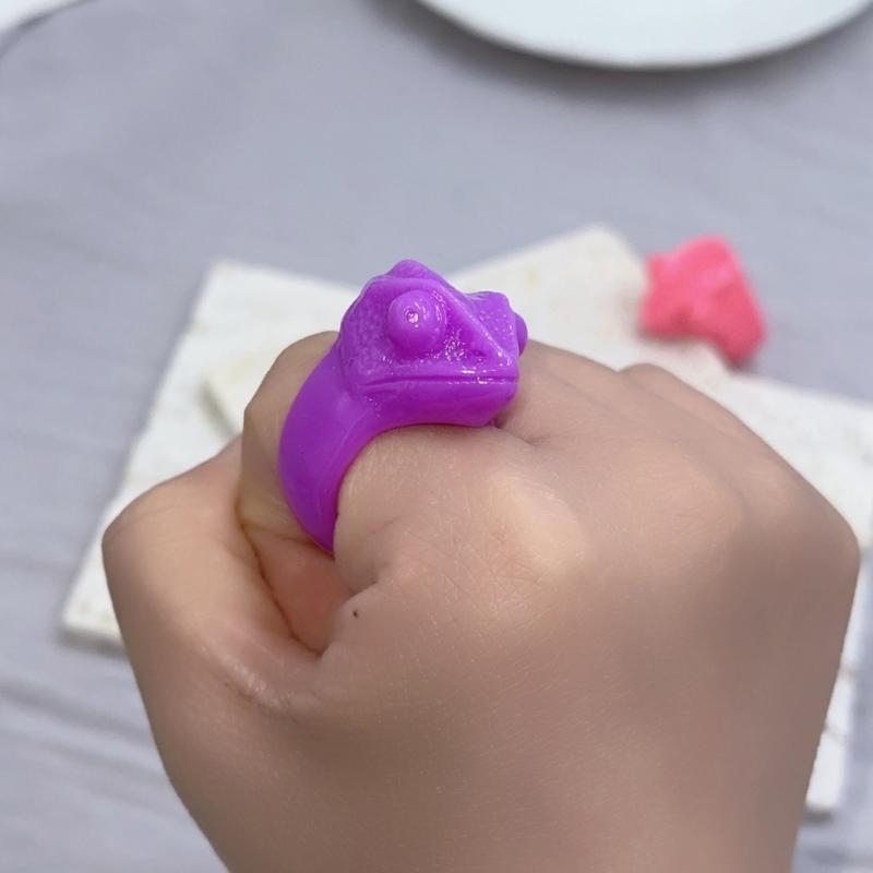 Mode Bunte Bonbonfarbe Fingerring Tier Eidechsenmuster Harzring Persönlichkeitsschmuck Für Unisex Accessoire Geschenk