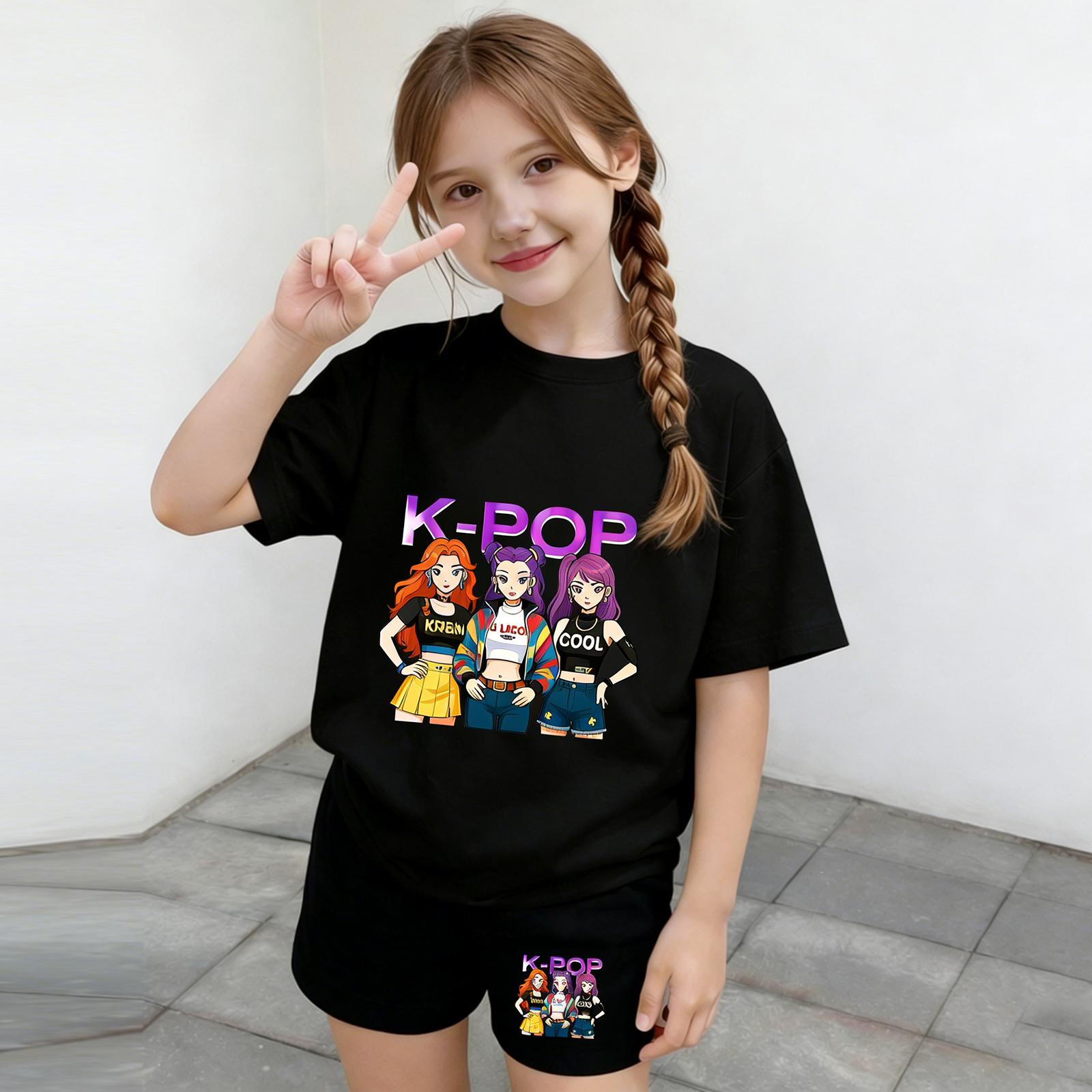 

Children s Casual Short-sleeved Printed Short-sleeved Top And Shorts Two-piece Set 150