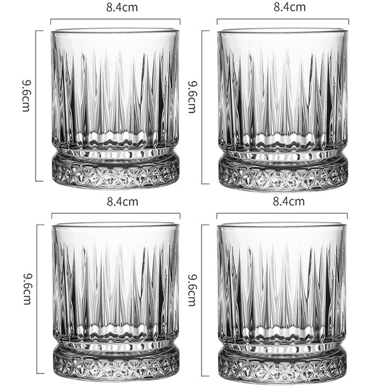 

4pcs Set Diamond Painting Wine Glass Transparent Milk Cup Whiskey Cocktail Drinking Glasses Household Drinkware Wedding Gifts 4pcs