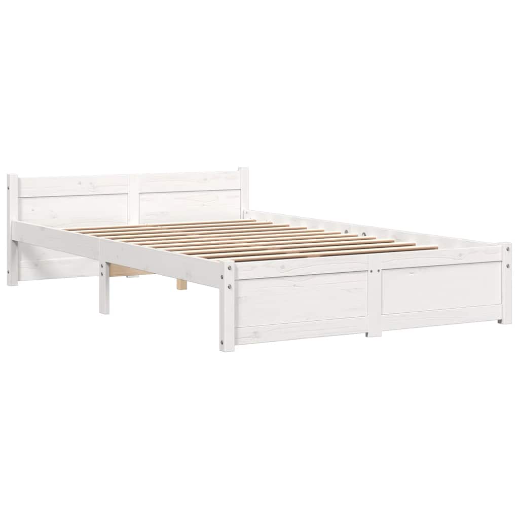 Solid Wood Bed White 120 X 190 Cm