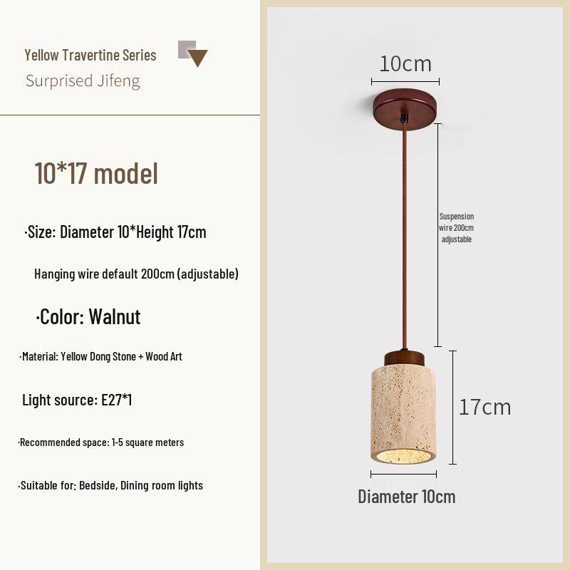 Wabi-Sabi Yellow Stone Pendant Lamp for Bedroom or Bar Counter
