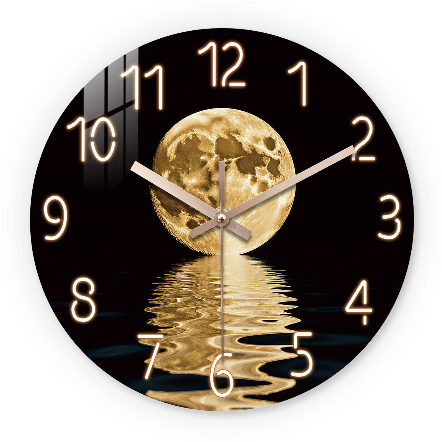 High-Quality Moon High-Quality Night High-Quality Scene High-Quality Wooden High-Quality Wall High-Quality Clock, 10-24Inch High-Quality Silent (as the picture,10Inch)