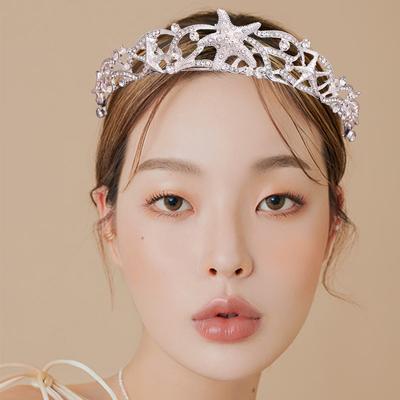 Bride and Bridesmaid Crown Accessories New Korean Style Rhinestone Starfish Alloy Rhinestone Beautiful Headpiece