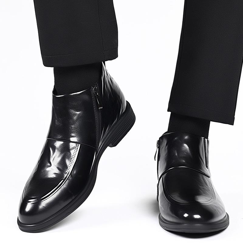 Značkové Chelsea kotníkové boty Business společenské krátké boty Boční zip Outdoorové kožené boty Pánské boty Britské kožené boty středního střihu