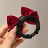 Elegant Black Velvet Rhinestone Bow Hair Tie for Low Ponytails