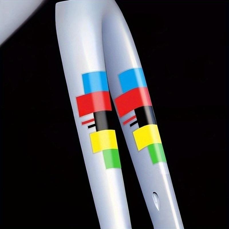 1/2 Piezas Pegatina Arcoíris Campeón UCI, Calcomanía de Vinilo Impermeable Duradera para Cuadro de Bicicleta Horquilla Delantera Tubo Superior Manillar
