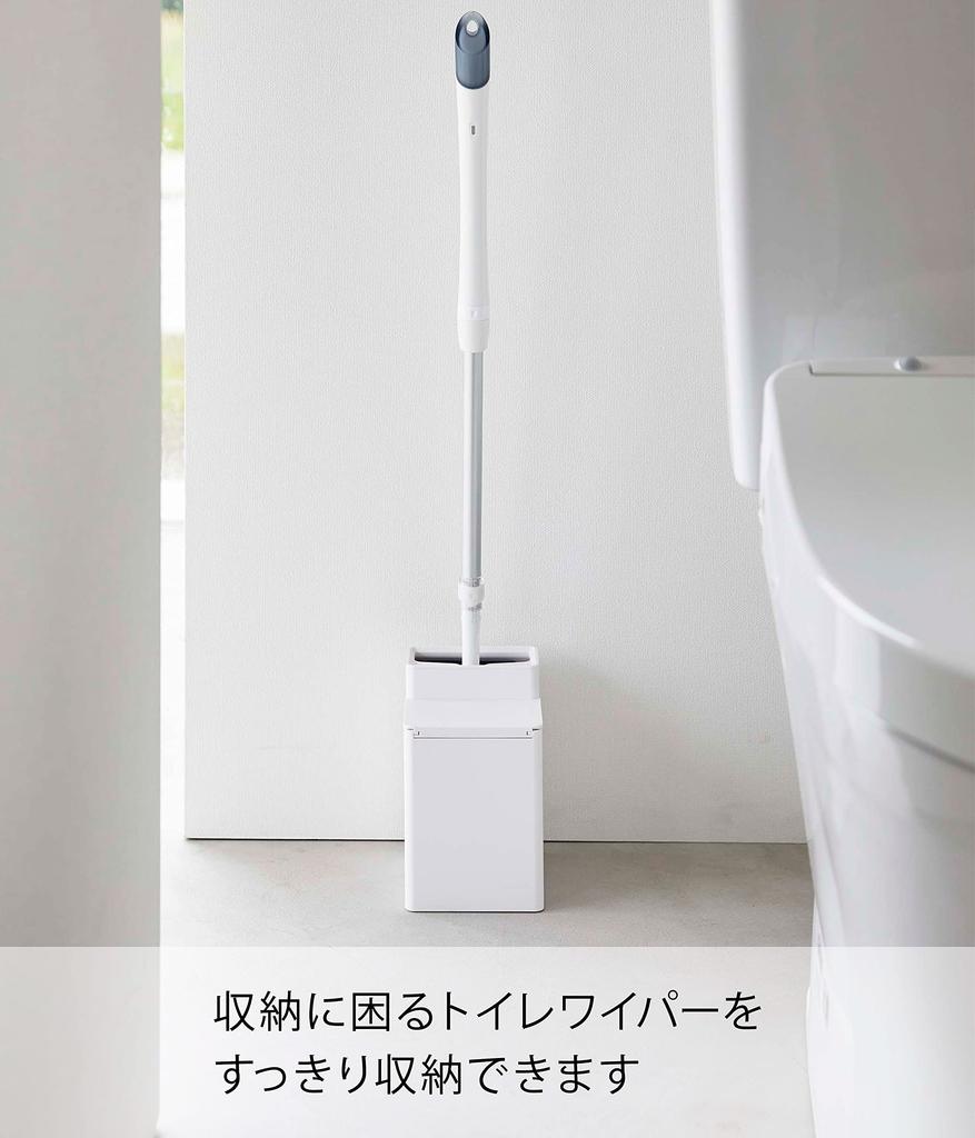 Yamazaki Jitsugyo Toilet Wiper Stand with Cleaner Sheet W11 X D12 X H17cm Tower Toilet Flooring Wiper Storage 6060 Storage, White, Approx.