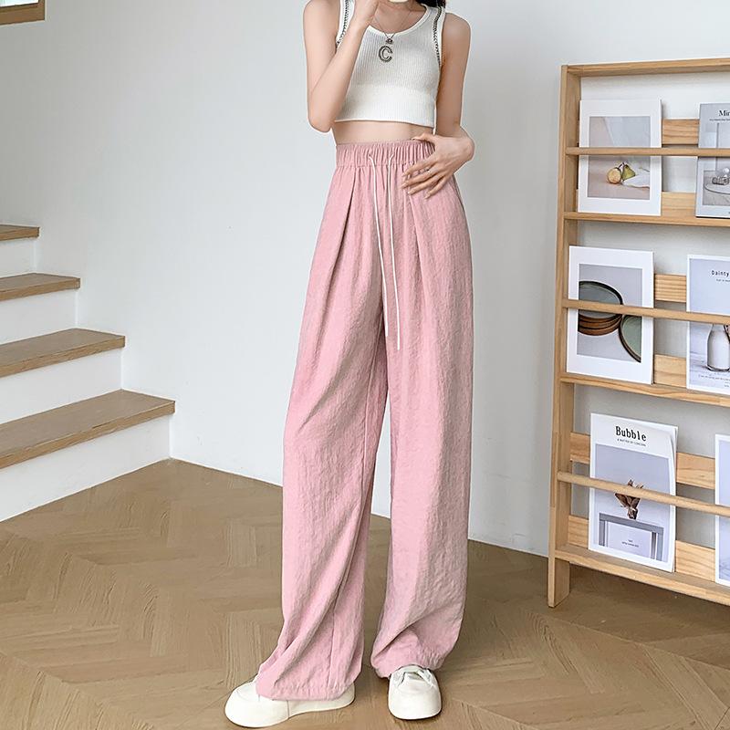 Lazy Wind Texture Wide-leg Pants Spring and Summer High Waist Loose Casual Pants Straight Mopping Milk Pants Women