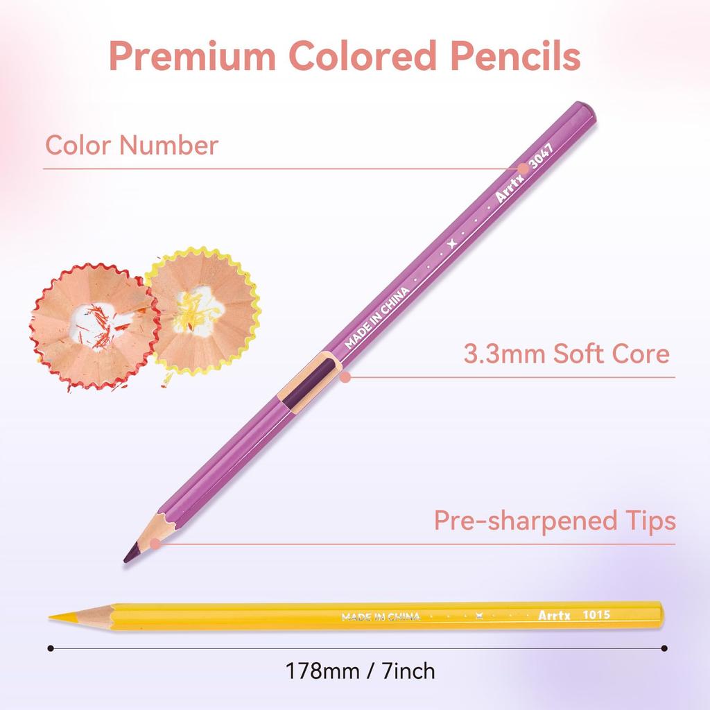 ARRTX 120 Soft Core Oil Colored Vivid and Blendable Perfect for Sketching and Great for Beginners and Hobbies Pencils, Colors, Drawing, Shading,
