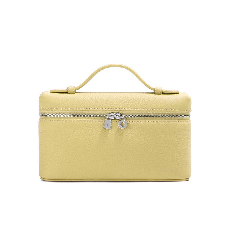 Sac Boîte à Lunch en Cuir de Vachette Pleine Fleur pour Femme, Nouveau Style 2025, Sac Blanc Porté Main/Bandoulière pour Téléphone