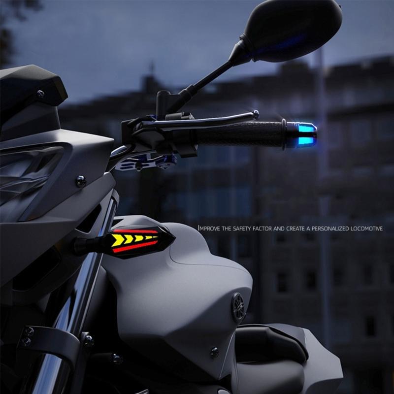 Motorcycle Scootor LED Handlebar End Turn Signal Corner Light DC12V Flasher Handle Grip Blinker Side Marker Hand Lamp 2x
