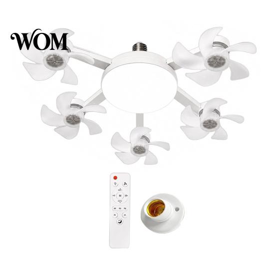 Smart Home Ceiling Fan 3/4/5 Blade with Light & Remote Control, 2-in-1 Silent LED Drone Foldable Blades, 3-Speed Dimmable E27 Socket for Bedroom