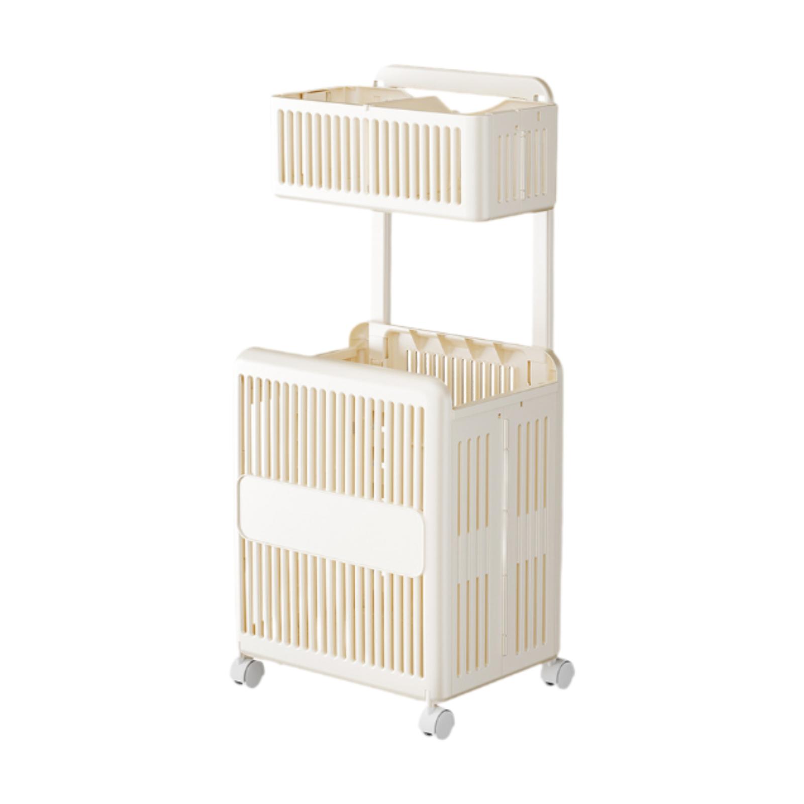 

Movable Laundry Cart Lightweight Storage Trolley for Bathroom Office Kitchen Separated Dirty Clothes Organizer Laundry Cart
