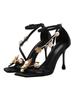Fashion Elegant Square Toe High Heel Sandals Women's Summer Shoes Metal Flower Decoration High-heeled Sandals Mules Slides
