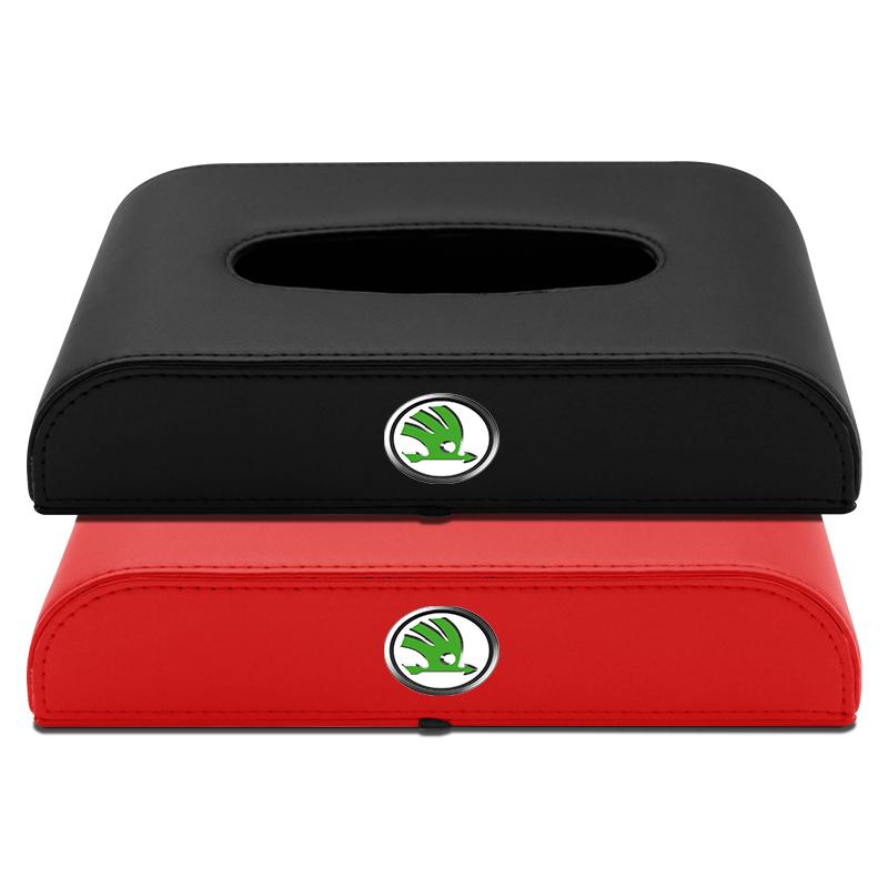 1Pcs Car Tissue Box Holder Armrest Box Storage Case Car Accessories For Skoda Octavia Superb Rapid Kodiaq Karoq Fabia Kamiq Roomster Citigo