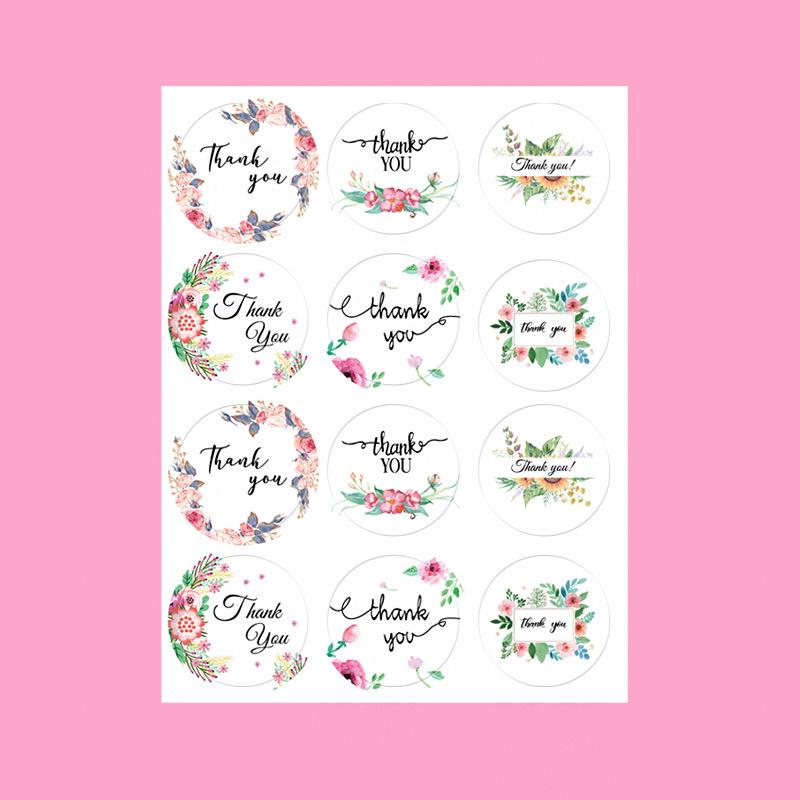 Thank You Round Sealing Stickers - 12 Adhesive Pieces