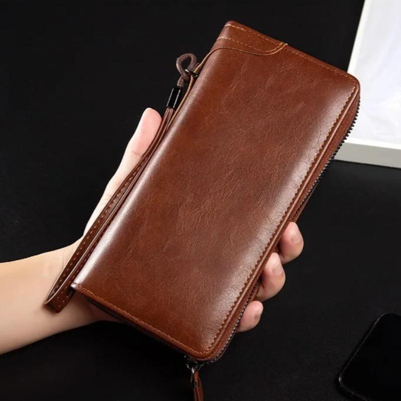 Men's Long Zipper Wallet High Quality Pu Leather Wallet Large Capacity Handbag Men RFID Blocking Business Clutch Bag Credit Card Holder Purse