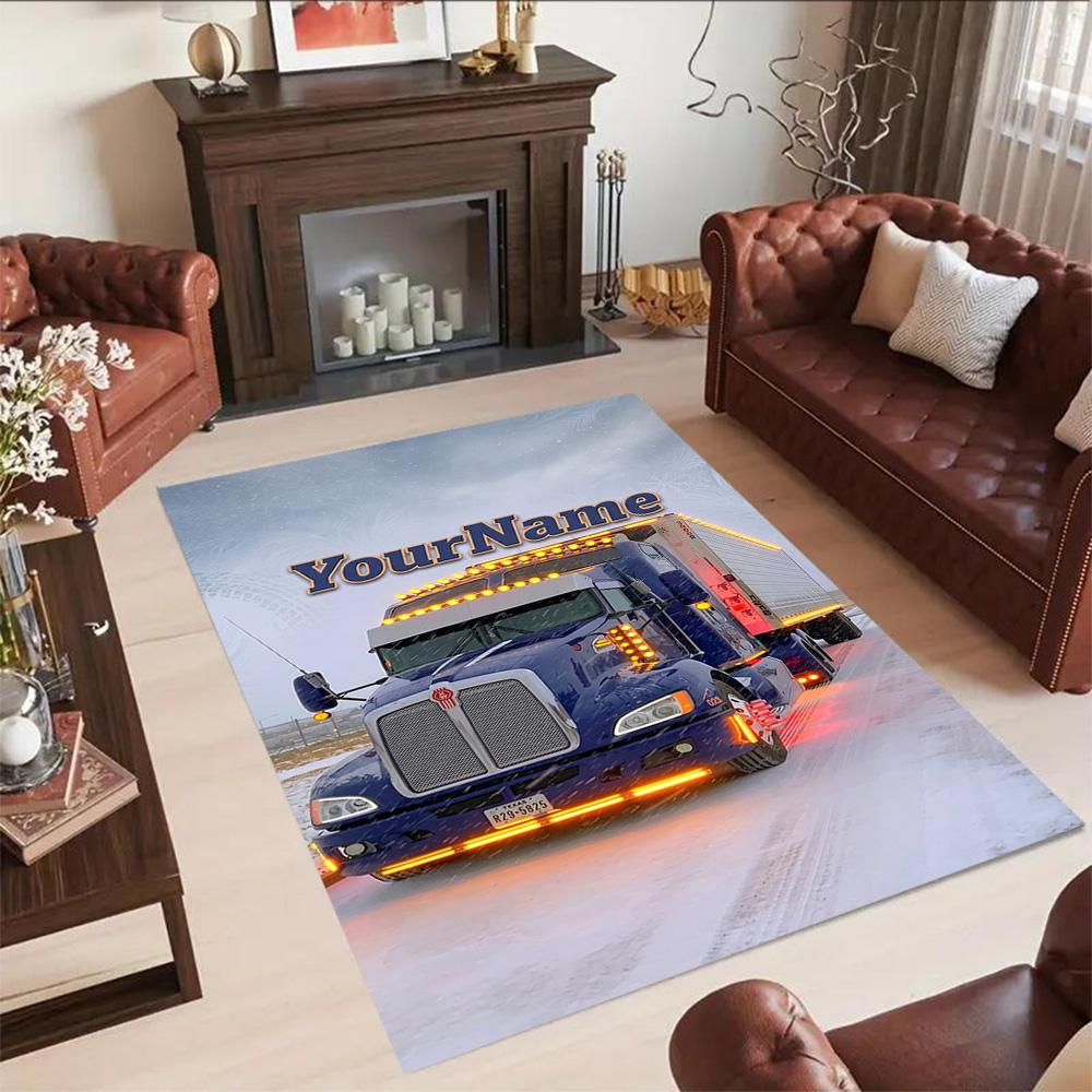 Kw Heavy Trucks Personalized Name Floor Mat Design for Study Room Kitchen Playrooms Decorate Room Antislip Carpet Decorate Offices
