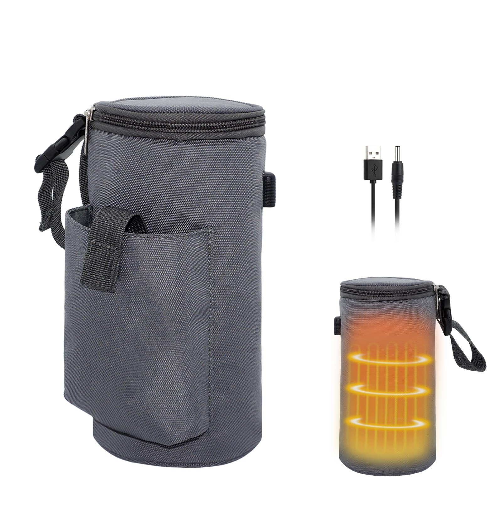 

Чехол для бутылки для воды ZenCT, Изолирует и согревает бутылки для воды 500 мл, Встроенный нагреватель, Питание от USB, 22x11 см, Портативный держатель для бутылки для воды, Изолирует и