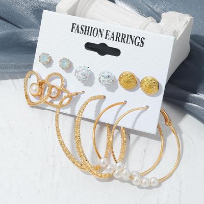 Handmade Earrings French 12-piece Set Earrings Carving Love Luxury Earrings Vintage Luxury Flowers Large Arc Earrings Gift Multi-piece Earrings Set