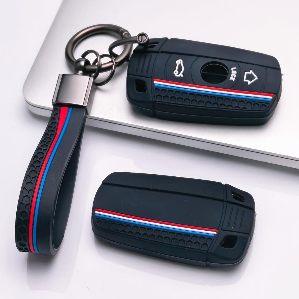 Key Fob Cover for BMW X1 X3 X4 X5 X6 M5 M6 with Keychain Anti-Scratch Guard Shockproof Protection Soft Grip Texture Responsive Button Touch