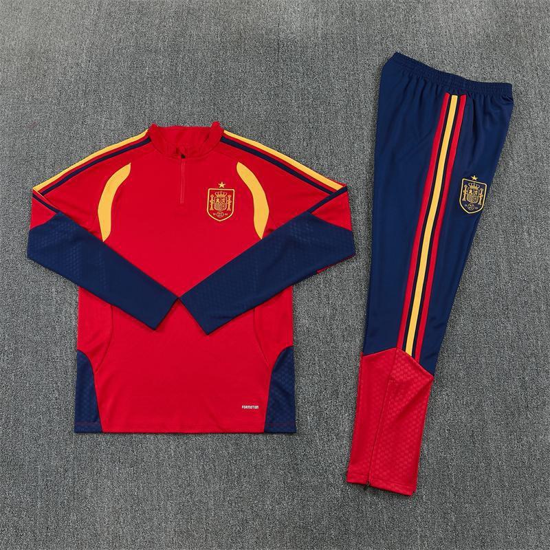 Adult National Team Soccer Training Jerseys Long Sleeve Half Zip Cotton Blend Sports Wear