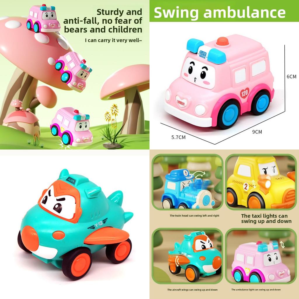 Cartoon Design Ambulance Airplane Train Taxi Model Children Toy For Toddler Play And Development