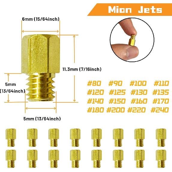 Main Jet and Pilot Slow Jet Kit for Mikuni Carburetors Large Hex VM4/042 & VM22/210 Set 30 Pcs