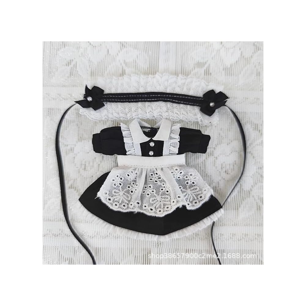 Obitsu OB11 Maid Costume 3-Piece Set Doll Outfit for 11cm Body Black Pink Light Blue Frill Apron Set