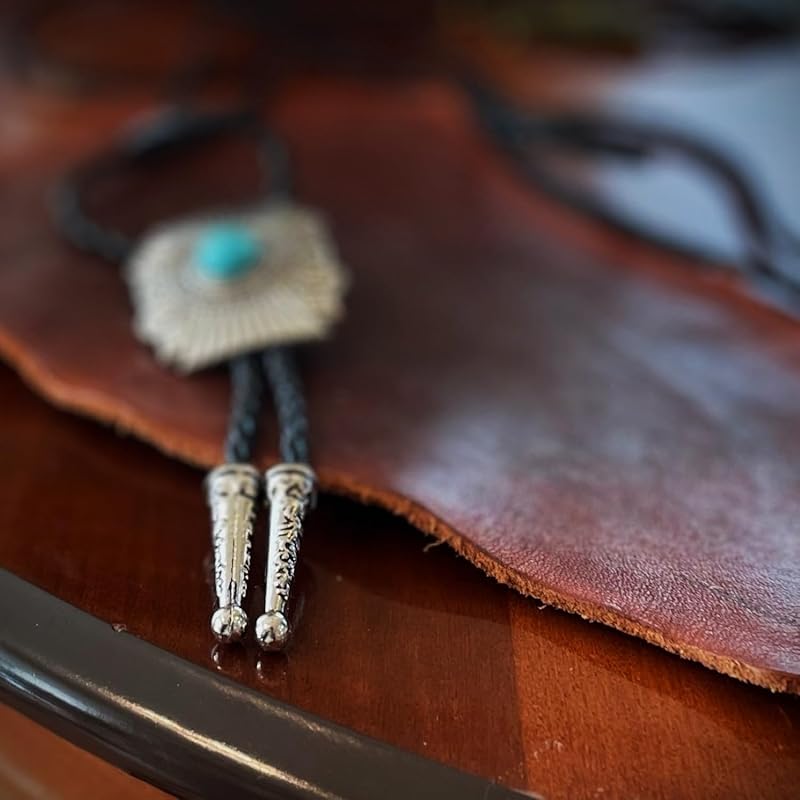 [Tsutael] Krawat w stylu Navajo, pętelkowy, amerykański casual, vintage, polo, krawat bolo, biżuteria indyjska, srebro rodzime (Hozho)