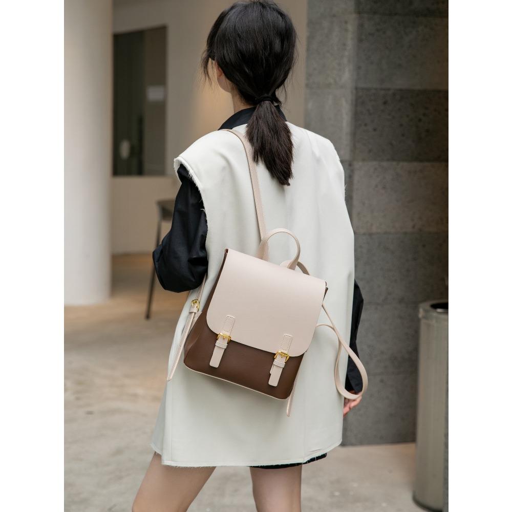 Zaino Donna Nuova Moda Borsa in Pelle di Alta Gamma di Nicchia Versatile Grande Capacità Zaino da Viaggio in Pelle di Mucca