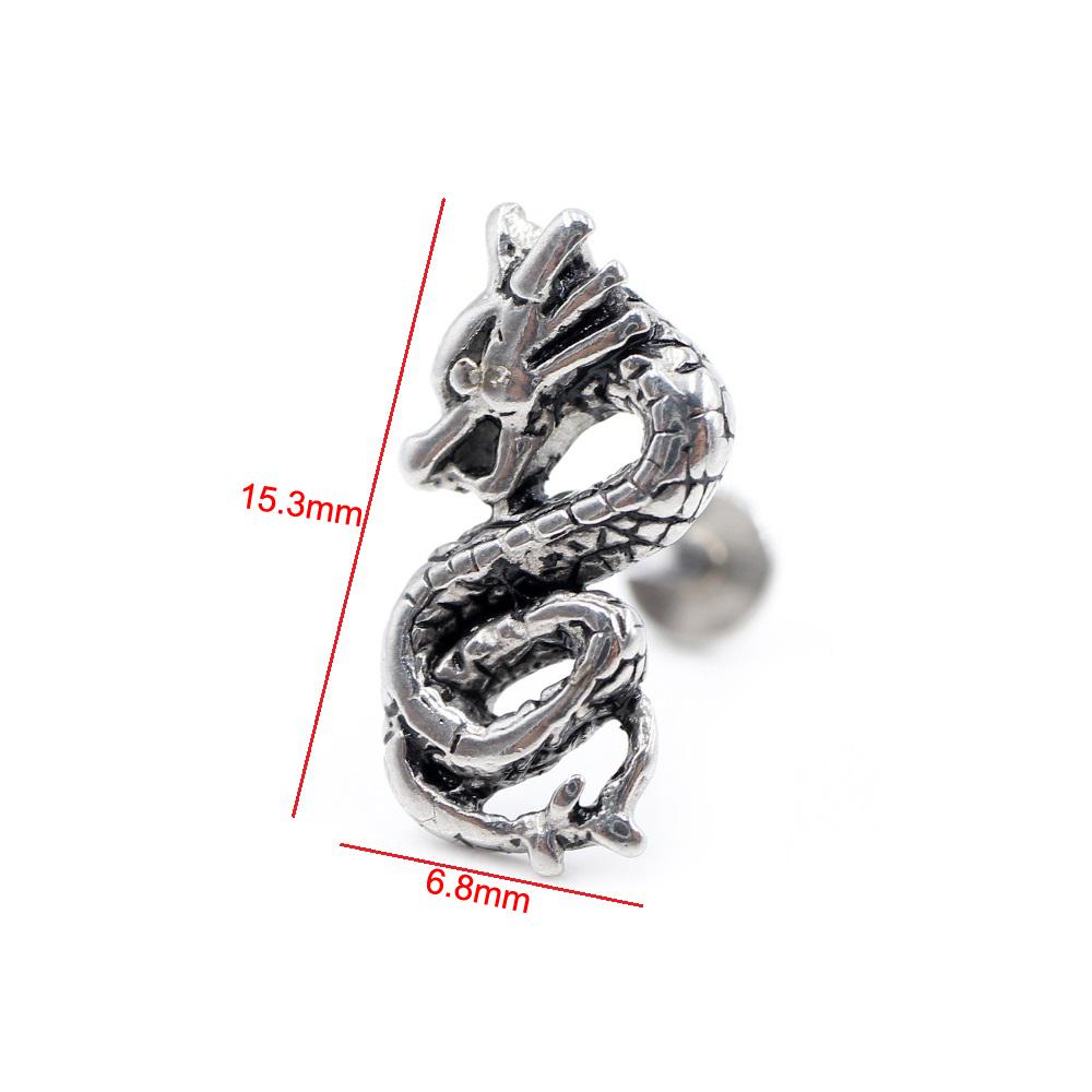 Alisouy 1 Stück Edelstahl Stern Mond Kreuz Schlange Totenkopf Tragus Helix Bar Labret Lippenring Knorpel Ohr Ohrring Piercing Schmuck